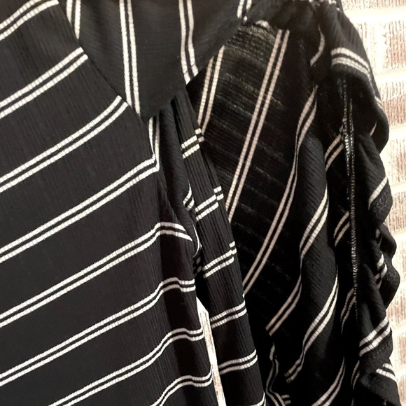 Vintage Havana Striped Top Ruffle Slit Sleeve Sz M - Picture 5 of 6